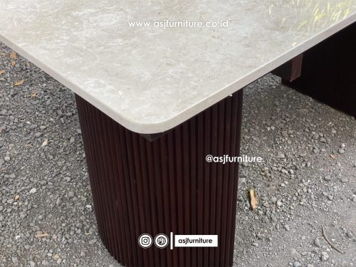 Meja Makan Jati Marmer Cream Modern Mewah Meja Makan Jati Marmer Cream Modern Mewah