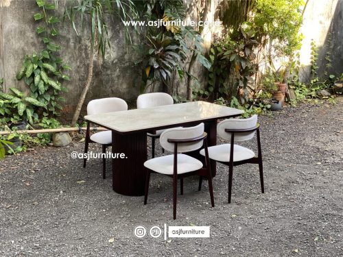 Set Meja Makan Marmer 4 Kursi Sofa Jati Modern Mewah Set Meja Makan Marmer 4 Kursi Sofa Jati Modern Mewah