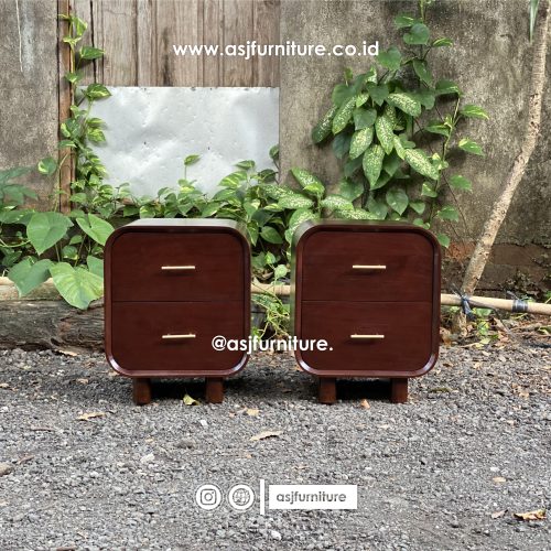 Nakas Jati Modern 2 Laci Minimalis Mewah