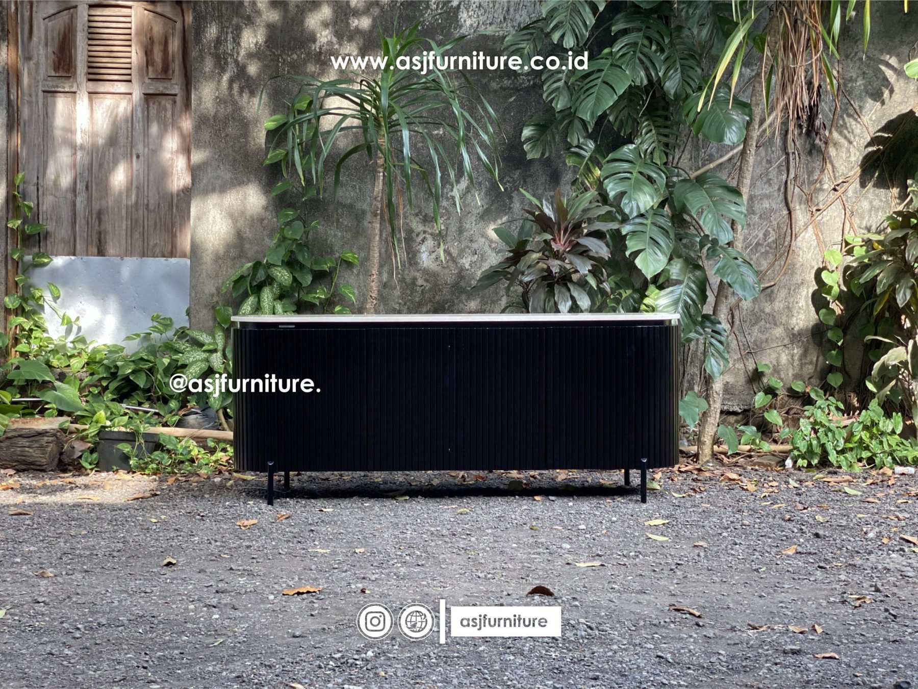 Meja TV Marmer Jati Salur Hitam Modern Mewah Meja TV Marmer Jati Salur Hitam Modern Mewah