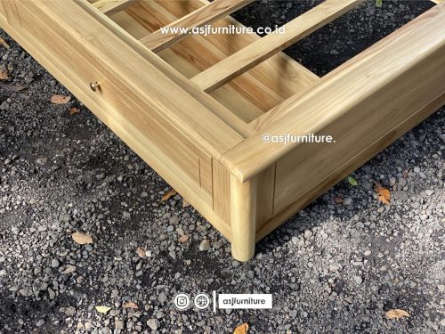 Tempat Tidur Jati Rotan 2 Laci Scandinavian Modern Minimalis