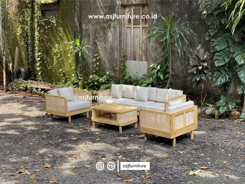 Sofa Tamu Jati Rotan 311 Meja Scandinavian Modern Minimalis