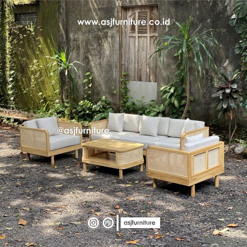 Sofa Tamu Jati Rotan 311 Meja Scandinavian Modern Minimalis
