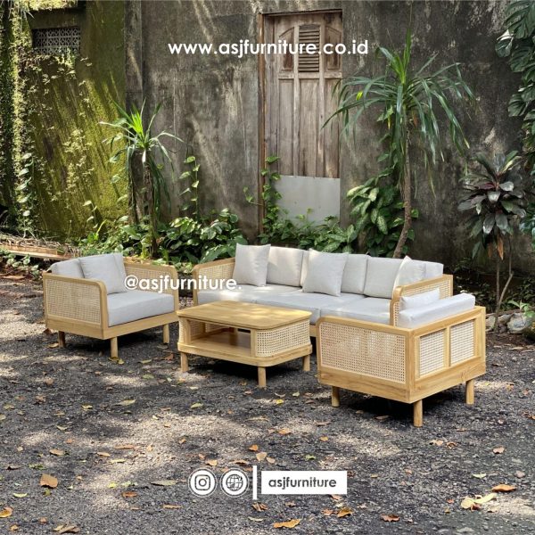 Sofa Tamu Jati Rotan 311 Meja Scandinavian Modern Minimalis