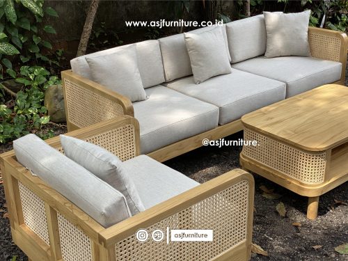 Sofa Tamu Jati Rotan 311 Meja Scandinavian Modern Minimalis