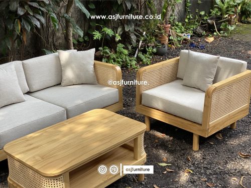 Sofa Tamu Jati Rotan 311 Meja Scandinavian Modern Minimalis