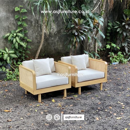 Kursi Sofa Teras Outdoor Jati Rotan Modern Minimalis