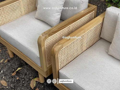 Kursi Sofa Teras Outdoor Jati Rotan Modern Minimalis