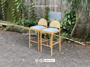 Kursi Bar Scandianvian Jati Rotan Modern Minimalis