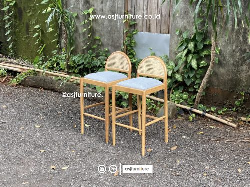 Kursi Bar Scandianvian Jati Rotan Modern Minimalis