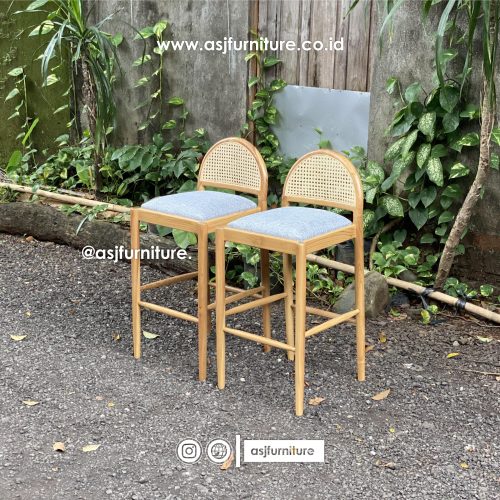 Kursi Bar Scandianvian Jati Rotan Modern Minimalis