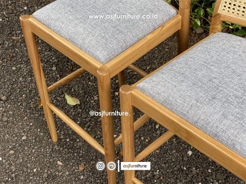 Kursi Bar Scandianvian Jati Rotan Modern Minimalis
