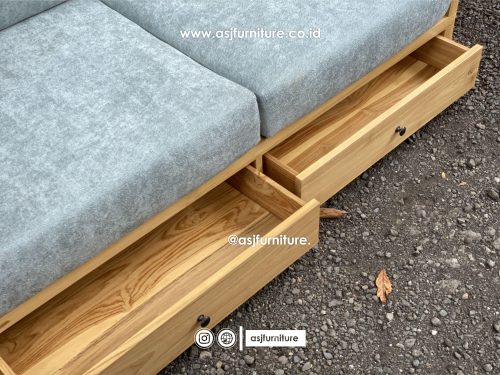 Kursi Sofa 2 Laci Jati Rotan Scandinavian Modern Minimalis