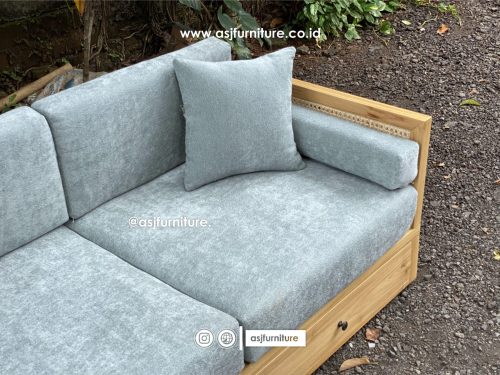 Kursi Sofa 2 Laci Jati Rotan Scandinavian Modern Minimalis Kursi Sofa 2 Laci Jati Rotan Scandinavian Modern Minimalis