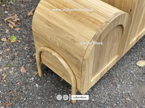 Meja TV Japandi Jati 4 Pintu Modern Minimalis