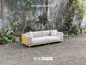 Sofa Japandi Jati 3 Seater Modern Minimalis