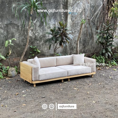 Sofa Japandi Jati 3 Seater Modern Minimalis