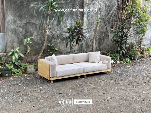Sofa Japandi Jati 3 Seater Modern Minimalis Sofa Japandi Jati 3 Seater Modern Minimalis