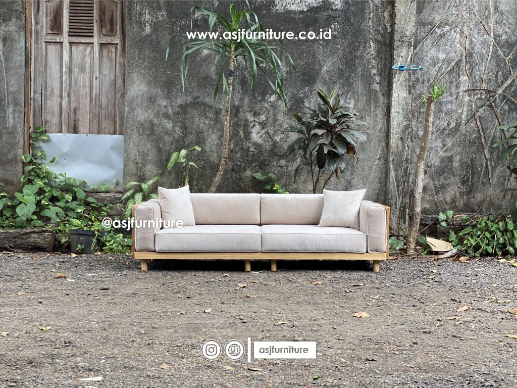 Sofa Japandi Jati 3 Seater Modern Minimalis