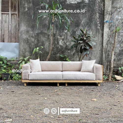 Sofa Japandi Jati 3 Seater Modern Minimalis