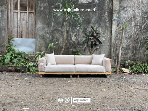 Sofa Japandi Jati 3 Seater Modern Minimalis Sofa Japandi Jati 3 Seater Modern Minimalis