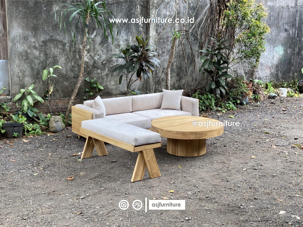 Sofa Tamu Set Japandi Jati Modern Minimalis