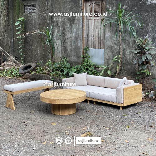 Sofa Tamu Set Japandi Jati Modern Minimalis
