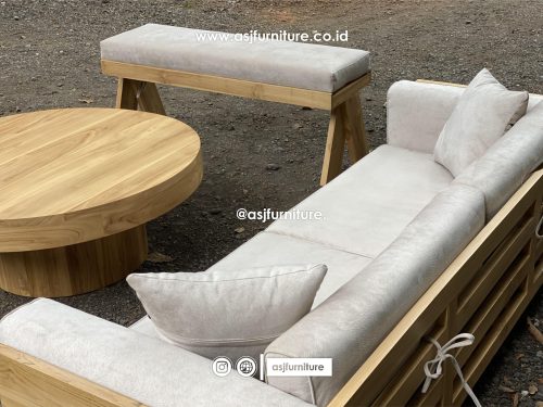 Sofa Tamu Set Japandi Jati Modern Minimalis Sofa Tamu Set Japandi Jati Modern Minimalis