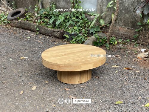 Meja Tamu Japandi Jati Bulat Modern Minimalis Meja Tamu Japandi Jati Bulat Modern Minimalis